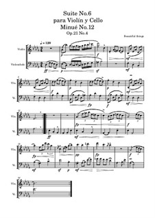 Suite No.6 para Violín y Cello: Minué No.12, Op.21 No.4 by Beautiful things Martínez