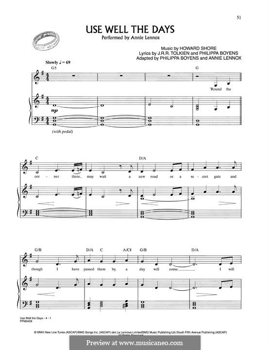 Use Well The Days (from Lord Of The Rings) Annie Lennox: Use Well The Days (from Lord Of The Rings) Annie Lennox by Howard Shore