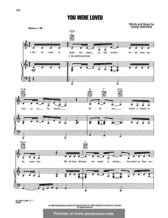 You Were Loved (Whitney Houston) By D. Warren - Sheet Music On MusicaNeo