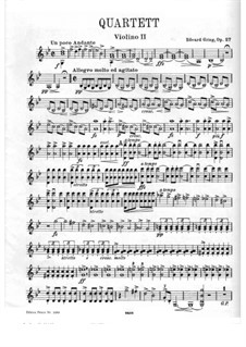 String Quartet in G Minor, Op.27: Violin II part by Edvard Grieg