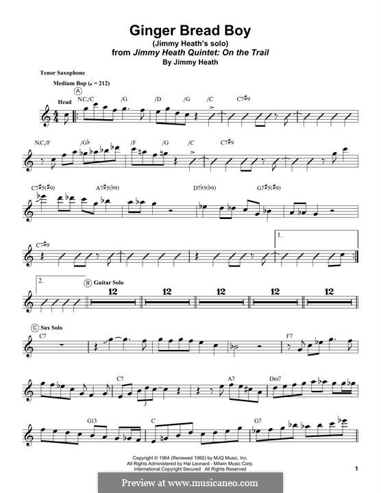 Ginger Bread Boy: For tenor saxophone by Jimmy Heath