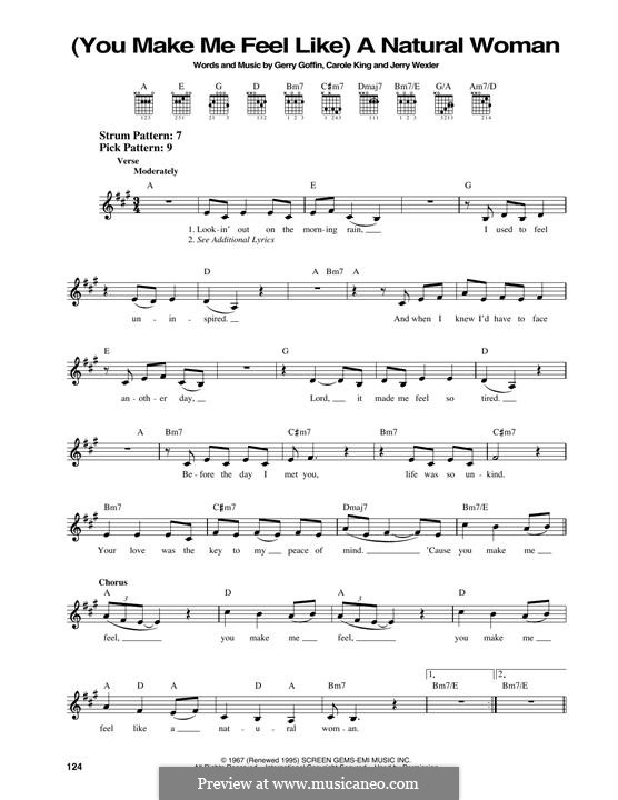 (You Make Me Feel Like) A Natural Woman (Aretha Franklin): For guitar by Carole King, Gerry Goffin, Jerry Wexler