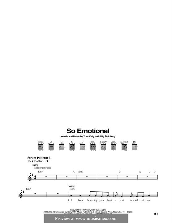 So Emotional (Whitney Houston): For guitar by Billy Steinberg, Tom Kelly