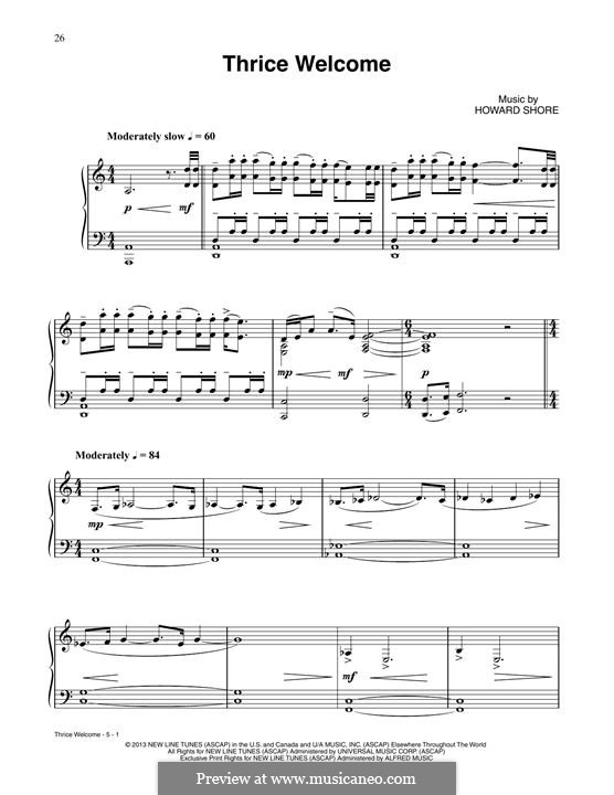 Thrice Welcome (from The Hobbit: The Desolation Of Smaug): Thrice Welcome (from The Hobbit: The Desolation Of Smaug) by Howard Shore