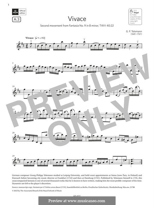 Vivace by G.P. Telemann sheet music on MusicaNeo