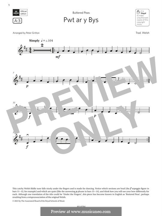Pwt ar y Bys: For violin by folklore