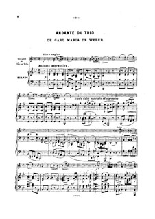 Trio for Flute, Cello and Piano, J.259 Op.63: Andante, for violin (or flute, or cello) and piano by Carl Maria von Weber
