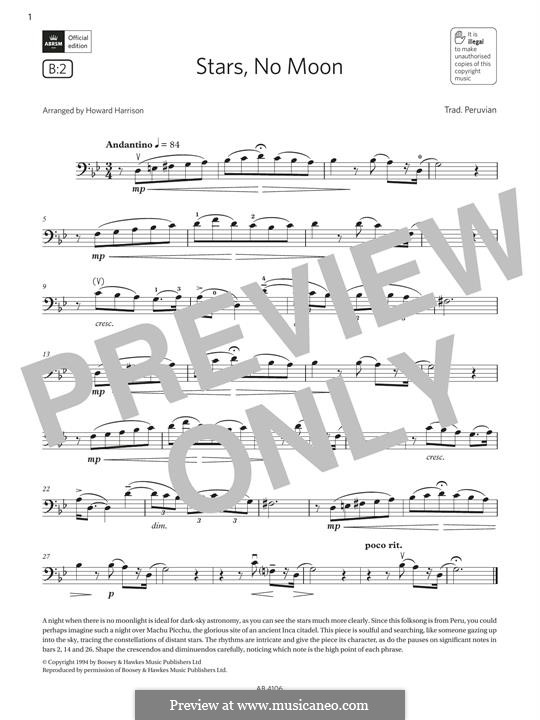 Stars, No Moon: For cello by folklore