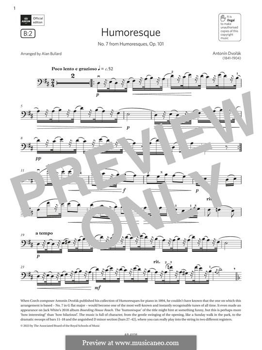 No.7 in G Flat Major (Printable scores): For cello by Antonín Dvořák
