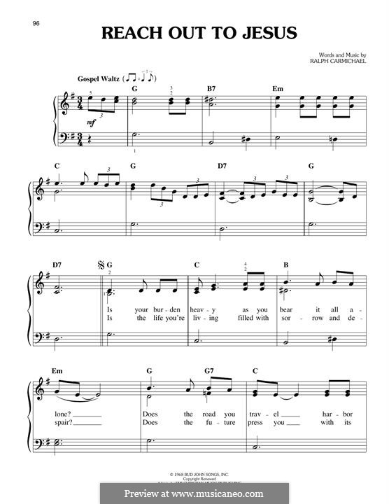 Reach Out To Jesus (Elvis Presley): For piano by Ralph Carmichael