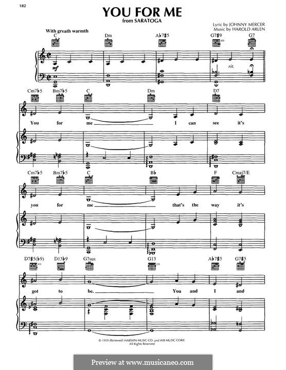 You For Me (from Saratoga): You For Me (from Saratoga) by Harold Arlen