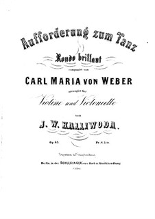 Invitation to the Dance, J.260 Op.65: For violin and cello by Carl Maria von Weber