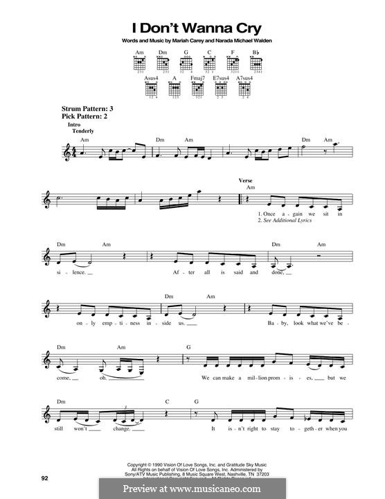 I don't Wanna Cry: For guitar by Mariah Carey, Narada Michael Walden