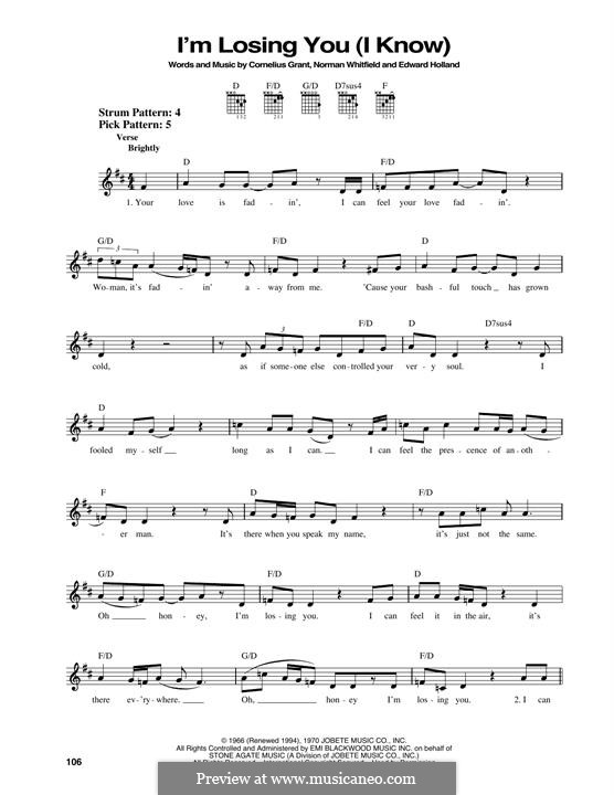 I'm Losing You (I Know): For guitar by Cornelius Grant, Edward Holland Jr., Norman J. Whitfield