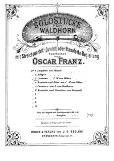 Act III, No.12 Cavatina: For horn and piano by Carl Maria von Weber