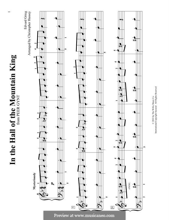 Suite No.1. In the Hall of the Mountain King (Printable Scores), Op.46 No.4: For piano by Edvard Grieg