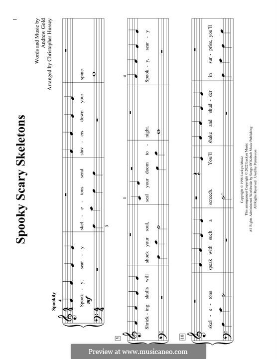 Spooky Scary Skeletons: For piano by Andrew Gold