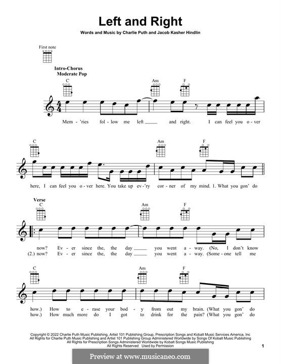 Left And Right (feat. Jung Kook of BTS): For ukulele by Jacob Kasher Hindlin