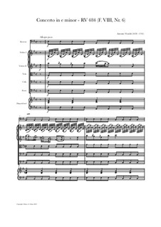 Concerto for Flute and Piano in E Minor, RV 484: Version for bassoon, strings and cembalo by Antonio Vivaldi