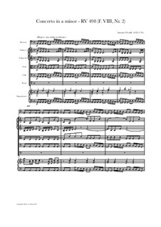 Concerto for Fagotto and Strings in A Minor, RV 498: Score, parts by Antonio Vivaldi