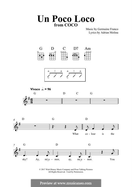 Un Poco Loco (from 'Coco'): For ukulele by Germaine Franco
