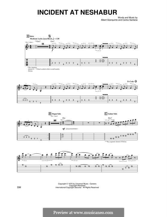 Incident at Neshabur (Santana): For guitar by Albert Ginquinto