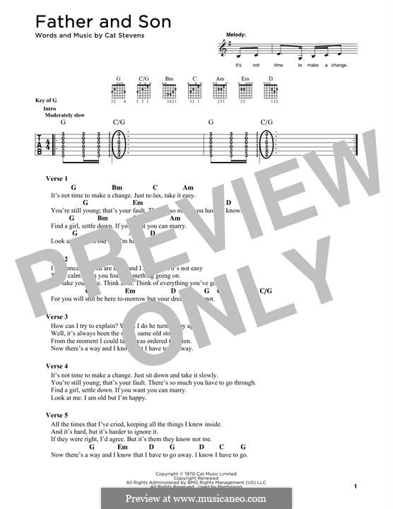 Father and Son (Boyzone): Lyrics and guitar chords by Cat Stevens