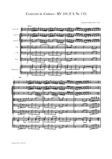 Concerto for Violin, Strings and Cembalo in d minor, RV 246: Score, parts by Antonio Vivaldi