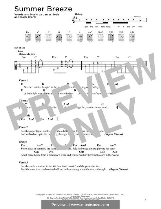 Summer Breeze (The Isley Brothers): For guitar by Darrell Crofts, James Seals