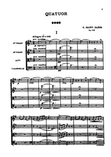 String Quartet No.1 in G Major, Op.112: Full score by Camille Saint-Saëns