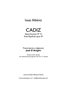 No.4 Cádiz: For guitar by Isaac Albéniz