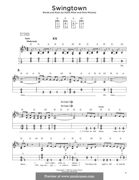 Swingtown (The Steve Miller Band): For dulcimer by Steve Miller, Chris McCarty