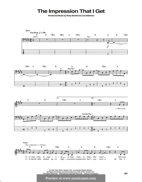 The Impression That I Get (The Mighty Mighty Bosstones): For bass guitar with tab by Dicky Barrett, Joe Gittleman