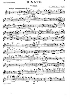 Sonata for Violin and Piano, Op.13: Solo part by Richard Wickenhausser