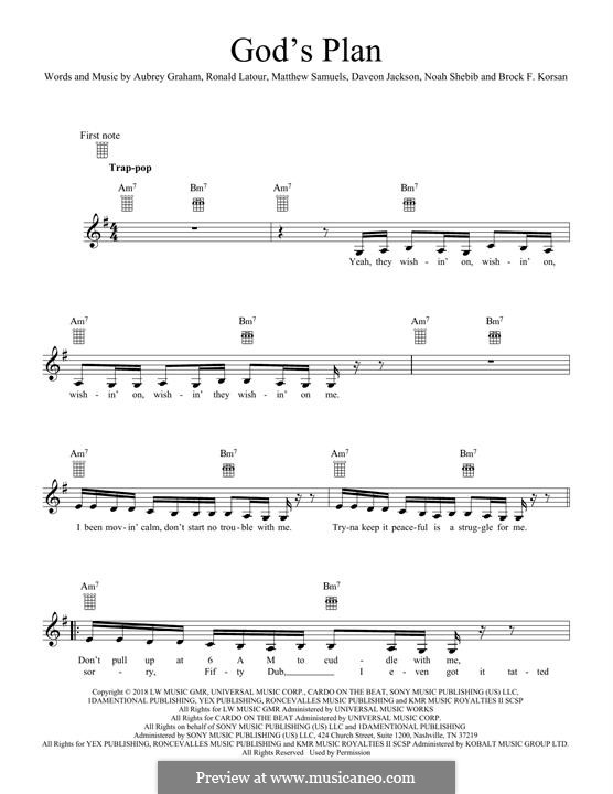 God's Plan (Drake): For ukulele by Ronald Latour, Brock F. Korsan