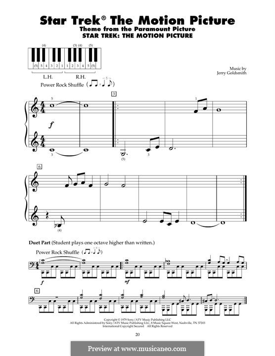 Theme from Star Trek: The Motion Picture: For piano by Jerry Goldsmith