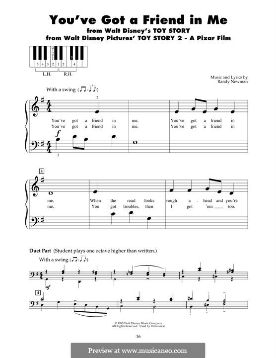 You've Got a Friend in Me (from Disney's Toy Story): For piano by Randy Newman