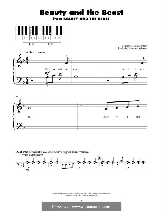 Piano version: For a single performer by Alan Menken