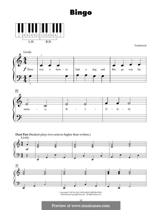 Bingo: For piano by folklore