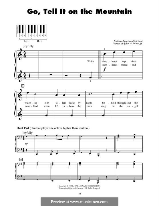 Go, Tell it on the Mountain (Printable Scores): For piano by folklore