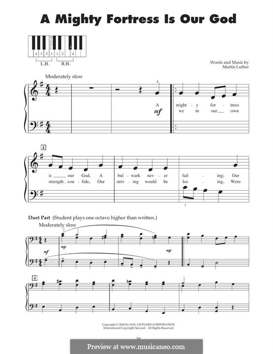 A Mighty Fortress Is Our God: For piano by Martin Luther