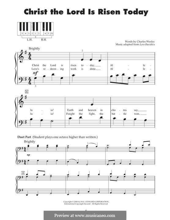 Christ the Lord Is Risen Today: For piano by folklore