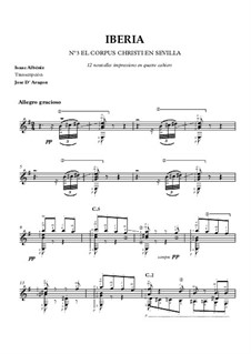 Iberia: El Corpus en Sevilla, for guitar by Isaac Albéniz