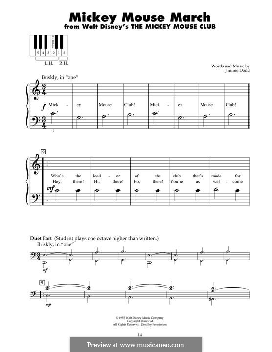 Mickey Mouse March (from The Mickey Mouse Club): For piano by Jimmie Dodd