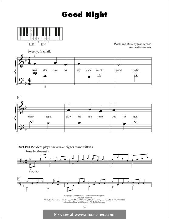 Good Night (The Beatles): For piano by John Lennon, Paul McCartney