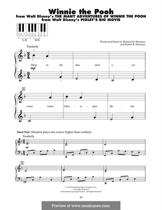 Winnie the Pooh (from The Many Adventures Of Winnie The Pooh): For piano by Richard M. Sherman, Robert B. Sherman