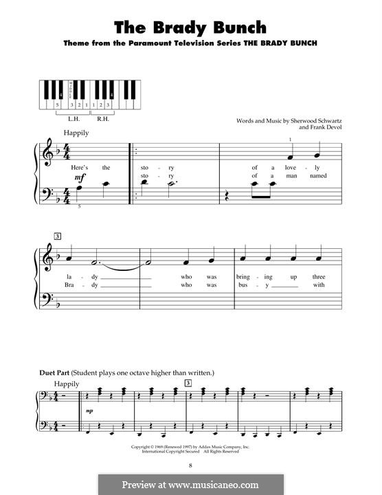 The Brady Bunch: For piano by Frank Devol