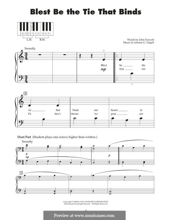 Blest Be the Tie that Binds: For piano by Hans Georg Nägeli