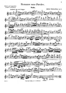 Romance without Words for Violin and Piano, Op.9: Solo part by Henryk Wieniawski