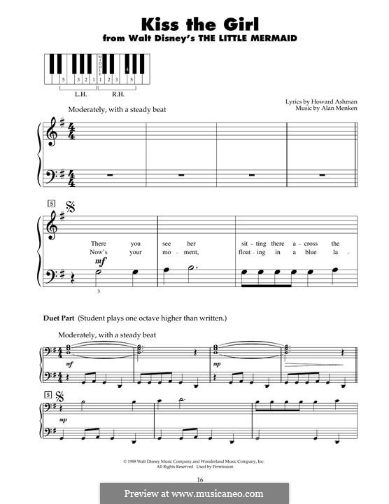 Kiss the Girl (from The Little Mermaid): For piano by Alan Menken